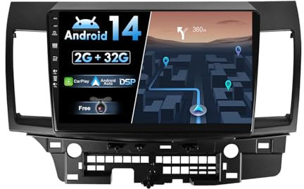BXLIYER Android 14 IPS Autoradio für Mitsubishi Lancer (2010-2016) - Eingebautes CarPlay Android Auto - KOSTENLOS Rückfahrkamera - 2G+32G - 10.1 Zoll 2 Din - DSP DAB Lenkradsteuerung WiFi Fast-Boot