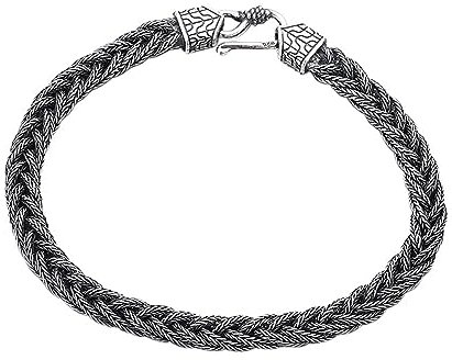 5mm Black 925 Sterling Silver Handmade Braided Rope Chain Bracelet for Men Women 18cm