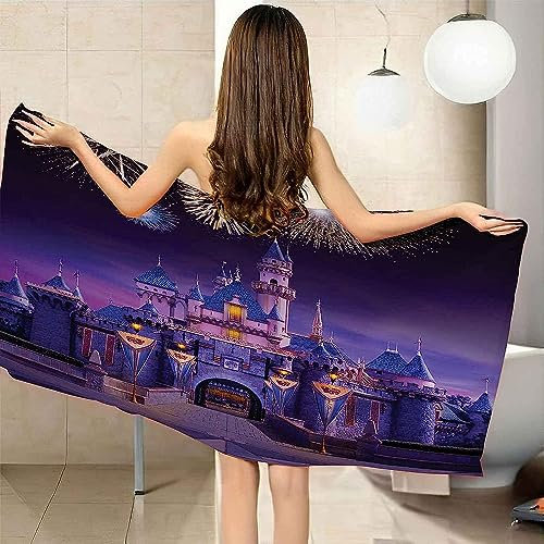 Saugfähiges Und Schnell Trocknendes Strandtuch, Weiches Hautfreundliches Mikrofaser Strandtuch Badetuch, 3D Druck Traumschönes Schloss Filmtuch, Kinder Strandtuch, Schwimm Und Campingstrand 80 X 160