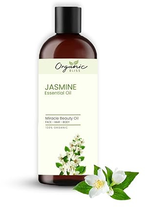 Organic Bliss Jasmine Essential Oil 100% Pure and Natural Therapeutic Grade Essential Oil for Hair Skin Care (50 ML)