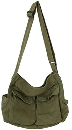 KENANLAN Canvas Umhängetasche, Hobo Umhängetasche mit Großem Fassungsvermögen und Mehreren Taschen, Freizeittaschen, Schultertasche Damen und Herren (B)