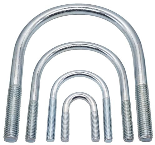 SKIR'CO (1 unidad) Perno en U redondo galvanizado M10 x 52 mm, sujetador para tuberías, perno en U con rosca M10 para tubos