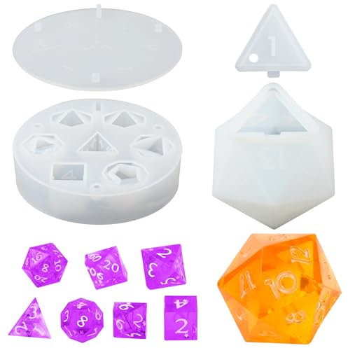 2 Stück Silikon Polyeder Würfel Schablone, Standard integrierte Polyeder Harz Würfel Schablone DND Würfel Schablonen für DIY Würfelherstellung Tischbrettspiel