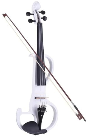 geige anfänger 4/4 Massivholz Elektrische Stille Violine Geige Stil-3 Ebenholz Griffbrett Pegs Kinn Rest Saitenhalter Ganze SET (Color : White)