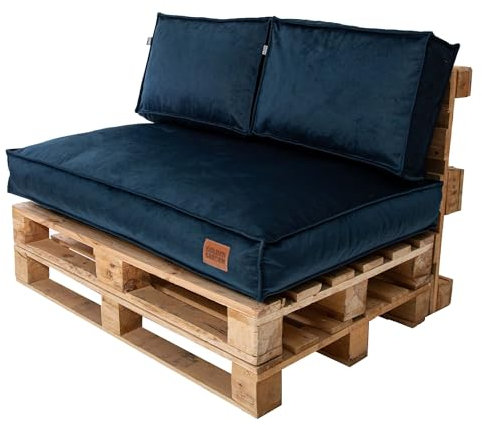 GoldenGroup Gartenset Kissen für Palettenmöbel Marineblau - Polsterstoff - Langlebiges und Wasserdichtes Material - Sitzkissen 120cm x 65cm x 15cm, Rückenkissen (2X) 60cm x 40cm x 10cm