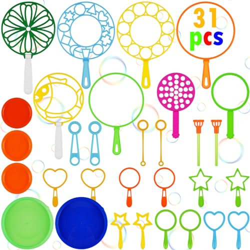 OSDUE Bubble Wand Kit for Kids - Giant Making Tools With 31pcs for Summer Garden Outdoor Activity Games Party Favors