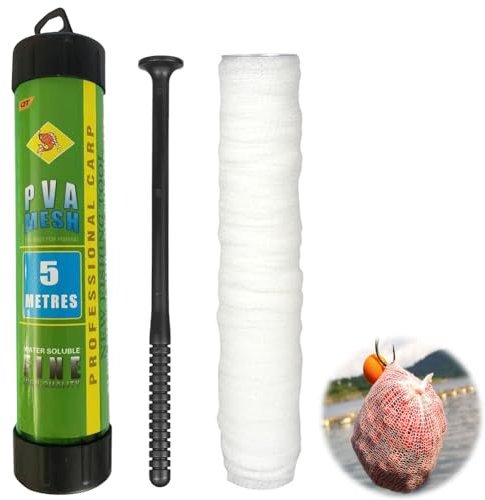 PVA Beutel Angeln, PVA Netz Angeln Set, Beutel Angeln PVA Bags, PVA Mesh Karpfen Zubehör, Laden Sie Den Köder Schnell und Einfach, Lassen Sie Angler Spaß am Angeln Haben, 1.8cm x 5m
