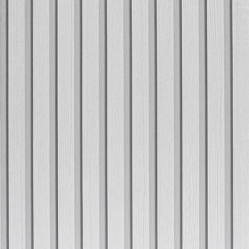LOVADA Wood Slat Wallpaper - Peel and Stick, 17.5'' x 500'' Self-Adhesive Contact Paper for Wall Panels, Easy DIY Wall Decor (White)