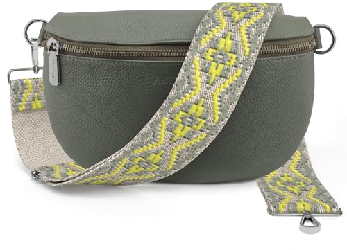 Artvall - Umhängetasche Echtleder Tasche Handtasche Leder Bauchtasche Klein mit Schultergurt Design Taschenband abnehmbar verstellbares Riemen Crossbody Bag Echt Ledertasche Damen mit Reißverschluss