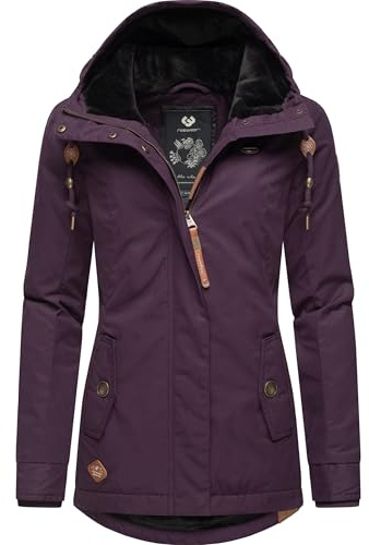 Ragwear Damen warme Kurze Winterjacke mit Kapuze Monade Intl Plum24 Gr. 5XL