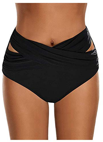 Damen Pole Dance Outfit Fashion Woman Badeanzug Hohe Geraffte Taille, Slips, Hosen, Damen, Bikini, Bauchkontrolle, Badeanzug, Tankinis-Set Hose Brazilian Perioden Badeanzug Bikini Rock (Black, M)
