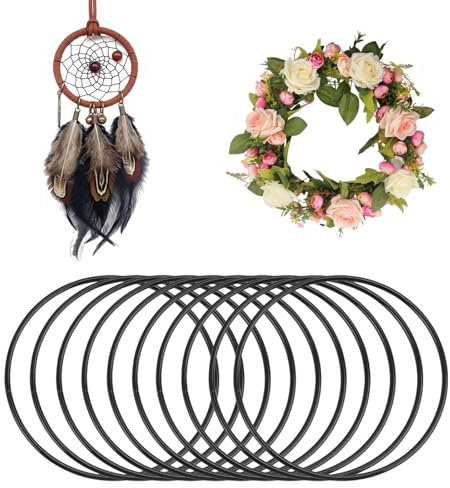 10 Stück Metallringe zum Basteln, 10 cm Metallringe Schwarz, Traumfänger Ringe Drahtringe zum Basteln Ringe zum Basteln Metallring für Traumfänger, Deko Ringe zum Aufhängen für Traumfänger DIY Basteln