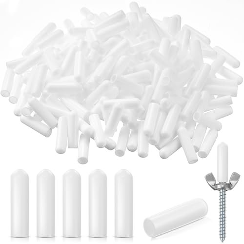 Maasechs Lot de 200 capuchons de protection pour volet tempête 6 mm x 2,5 cm – Capuchons de protection pour fenêtre – Blanc – Extrémités de vis pour volets tempête, fenêtres extérieures