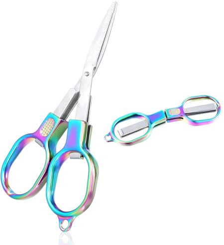 Nogeqi 2 Stück Kleine Schere Klappbar Stainless, Klappbare Schere Klein, Mini Steel Folding Scissors Travel für Zuhause Büro Camping Stickerei Nähen Handwerk Kunst Arbeit Alltag