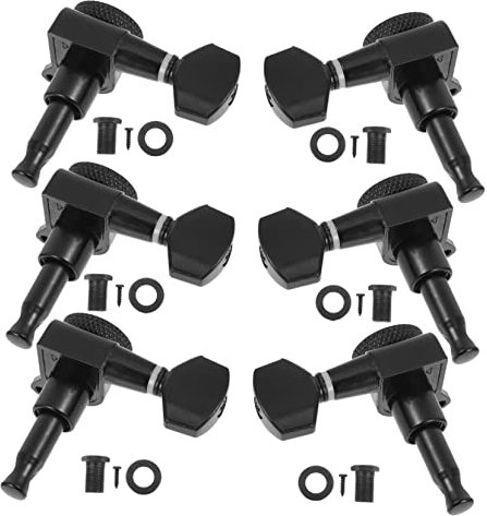 Levemolo 6pcs Black 1:18 Ratio Fully-enclosed String Locking Acoustic Guitar Turners 3 Left 3 Right Metal Alloy Tuners for Electric and Wooden Guitars