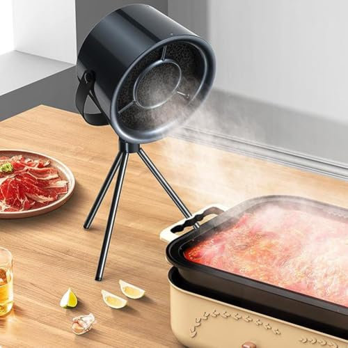 Mini hotte aspirante portable de bureau, hotte aspirante à 3 vitesses avec filtres remplaçables pour fondue de cuisine, barbecue (gris noir + 1 filtre écran)