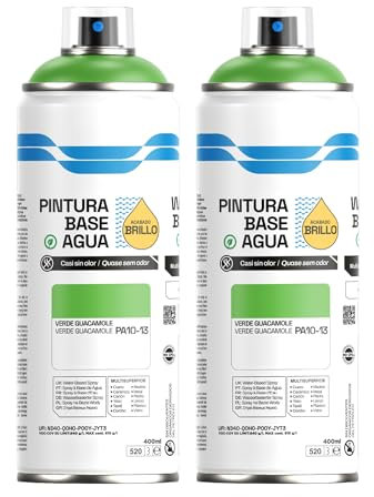 H HANSEL HOME Pintura Spray Base Agua 400ml - Para Muebles, Metal, Plástico y Madera - Ecológica y Sin Olor, Colores Duraderos - Verde Guacamole, 2 unidades