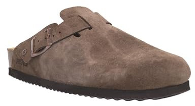 Revo Modische und bequeme Unisex Kork Fußbett Pantoletten, Hausschuhe und Sandalen für Erwachsene, hochwertiges Leder, nachhaltige Herstellung in Spanien (Braun, Gr. 46)