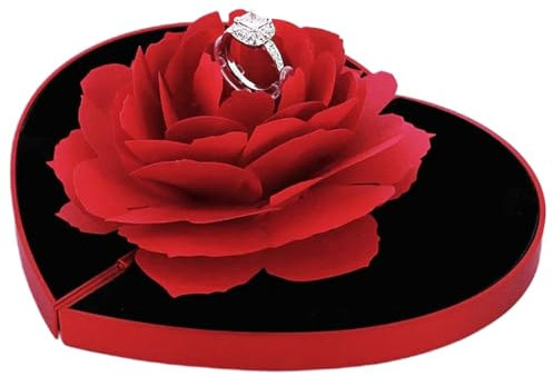 PRAOFRT Ringbox Ringschachtel Hochzeit,Ringbox hochzeit,ringbox hochzeit,Ringschatulle mit Samt Interieur, Schmuck Präsentationsbox, Herz Ringkästchen für Vorschlag Verlobung Hochzeit Zähler Display