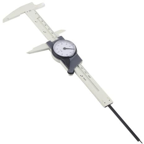 Culnflun quadrante in plastica calibro a corsoio righello strumento di misura professionale misura 150 mm bianco giallo (Culnflunc5Z-01)