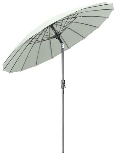 CHRISTOW Shanghai Parasol Garden Umbrella Adjustable Tilting Sun Shade with UV Protection and Crank 2m (Sage Green)