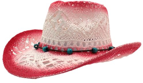 Chapeau de cowboy/cowgirl en paille cowboy panama avec bande occidentale/ouest unisexe taille unique homme femme été coachella plage style coachella brésilien Bohême Indiana Raphia naturel