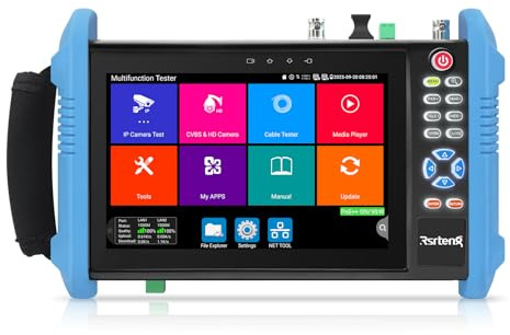 Henkion CCTV Tester 8K 32MP 4K 12MP IP kameratest mit POE++ max 90W, 8MP TVI CVI AHD CVBS CCTV Kamera Monitor, 1CH SFP Schnittstelle, IPC Test WiFi Kabeltester Netzwerk Tools HD I/O VGA Stromausgang
