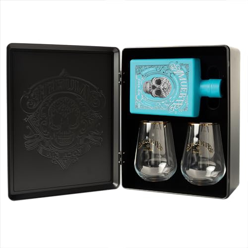 AMUERTE METAL BOX - Gin 70 cl + 2 bicchieri trasparenti (AMUERTE LIGHT BLUE)