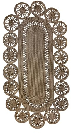 mavaux Marguerite- Stilvoller Teppich im Jute, ideal für Wohnzimmer, Esszimmer & Flur, pflegeleicht und wetterbeständig für Indoor & Outdoor, Boho Design (100x200)