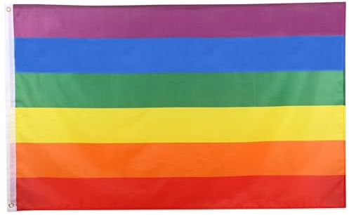 Bandiera Arcobaleno, Bandiera Pride, Bandiera Pace 90x150cm, Rainbow Flag per Decorazione Interno, Esterno, Giardino (C)
