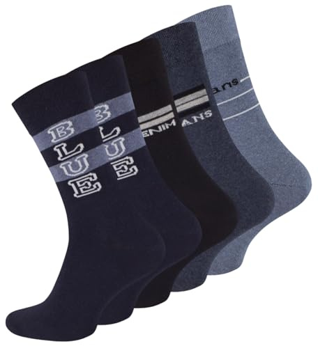 VCA 10 Paar Herren Socken mit JEANS Muster, Baumwolle mit Elasthan