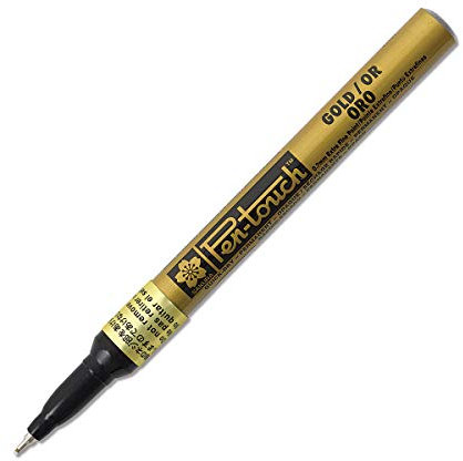 SAKURA Pen-Touch - Extra Fine Gold Marker 0,7 mm - Schreibt auf verschiedenen Oberflächen - Industrieller Einsatz - Pigmenttinte auf Lösungsmittelbasis - Dauerhaft haftend