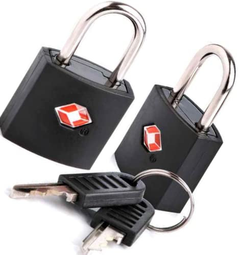 Travel Blue Cadenas TSA Valise - Twin Set Identi Locks avec Clé, Corps Laiton et ABS, Sangle Acier, Pour Petits Bagages, 2 Clés par Cadenas, Sécurité Facile et Accréditée