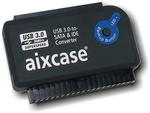Aixcase AIX-BLUSB3SI-PS USB 3.0-to-SATA & IDE-Konverter, schwarz