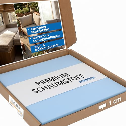 Heiro Schaumstoffplatte 50x50cm Schaumstoff Kissen Schaumstoffpolster - extra formstabil - (50 x 50 x 1cm)