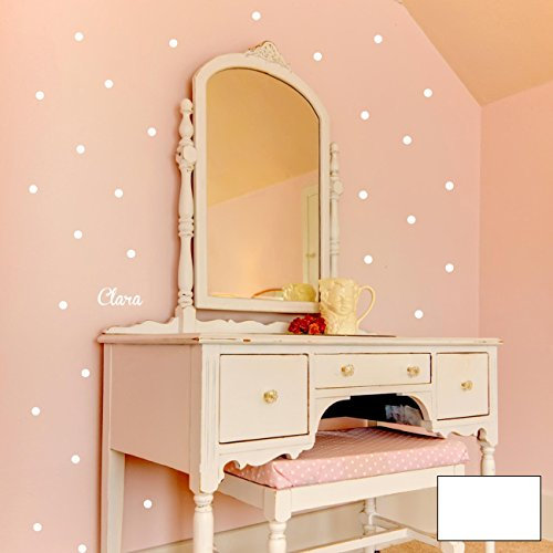 Wandtattoo Punkte dots 145 Stück á 3cm mit Namen M978 ausgewählte Farbe: *weiß*