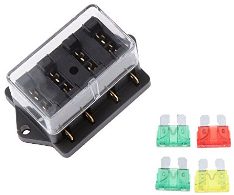 MagiDeal Porte-fusible Bloc Boîte 4 Voies Circuit De Bateau Auto Voiture + 4 Lame Fusible 12v / 24v