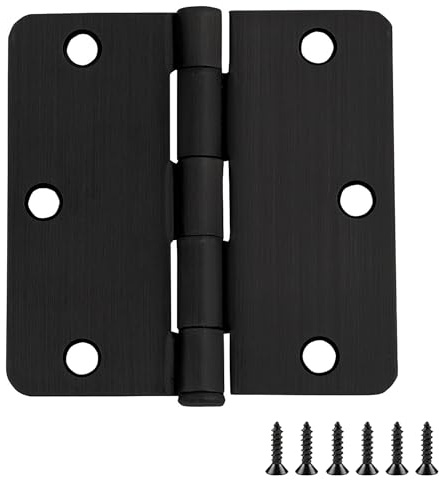 Design House 181370 Door Oil Rubbed Bronze, 3-1/2-Inch, 3-Pack, 3.5-inch 1/4-inch Radius Corner Hinge | 1/4 Radius, Surface, Traditional, Steel, 3-Pack, Hardware, 181370
