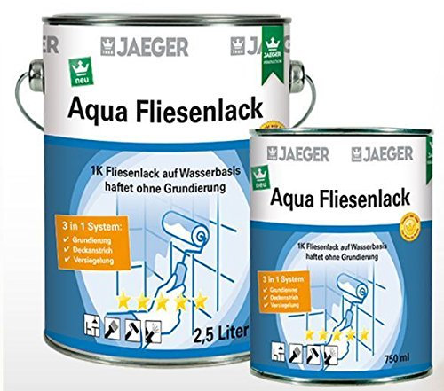 Jaeger Aqua Fliesenlack für Wandfliesen, seidenmatt (2,5 Liter, perla (mittelgrau0701))