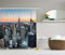 ABAKUHAUS New York Duschvorhang, NYC Manhattan Skyline Abenddämmerung, Stoffliches Gewebe Badezimmerdekorationsset mit Haken, 175 x 200 cm, Grau und Orange