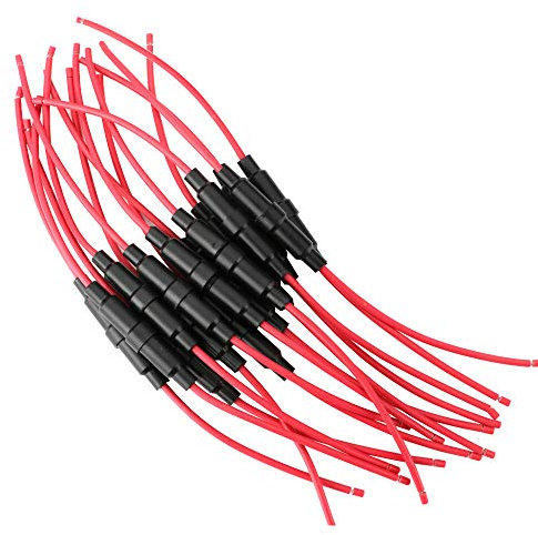 Gebildet 6 x 30mm AGC-Sicherungshalter, Inline-Schraub-Typ mit 16 AWG Draht, 32V 20A Sicherungskasten für Schnell-Schlag Glassicherung (15Stück)