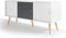 IDMarket - Sideboard, niedrig, skandinavisch, 135 cm, Effie, 3 Türen, Holz, Weiß und Grau