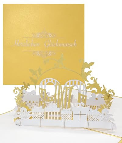 Pop Up Karte 90 in edlem Gold & Weiß - zum 90. Geburtstag, Namenstag & Jubiläum - 3D Geburtstagskarte & Glückwunschkarte - als kleines Geschenk, Deko, Geschenkgutschein & Geschenkverpackung
