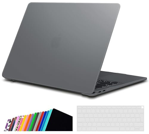 iNeseon Coque Compatible avec Macbook Air 13 Pouces A2337(M1)/ A2179/ A1932, Housse Cover Étui Rigide et Couvercle de Clavier pour 2021/2020/2019/2018 MacBook Air 13 Retina, Gris