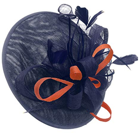 Caprilite Navy Mix Colour Sinamay Big Disc Saucer Fascinator Hat for Women Weddings Headband