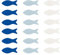 Oblique Unique® 18 Holz Fische Tischdeko für Taufe Kommunion Konfirmation Firmung Junge Mädchen Streudeko Verzierung Konfetti Dekofische - wählbar (Blau-Weiß Mix)