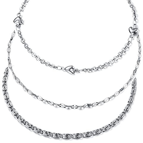 hoduar Bracelet de cheville en acier inoxydable pour femmes, bracelets de cheville coeur délicats qui ne se fanent pas