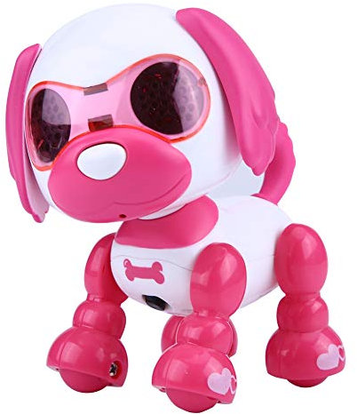 Tbest Robot Chien, Smart Puppy Toys Robot d'enregistrement LED pour Enfants Enfants(Rose Rouge)