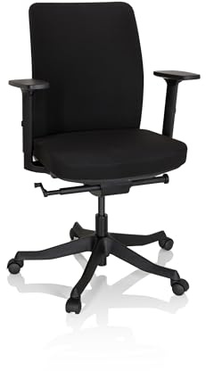 hjh OFFICE 640521 Profi Bürostuhl Senator Stoff Schwarz Bürodrehstuhl Büro Stuhl mit Lordosenstütze, Sitzfläche gepolstert