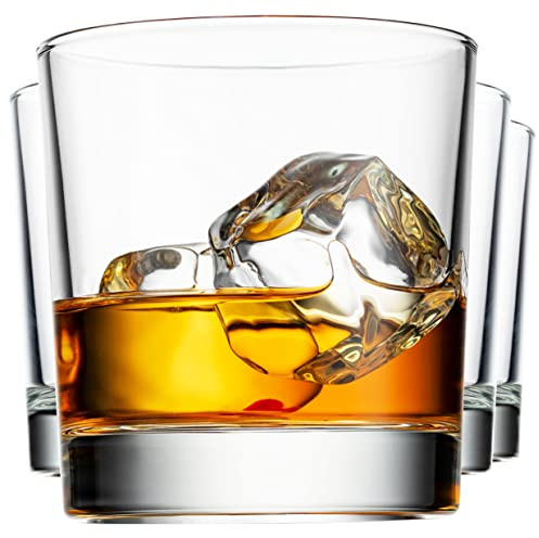Godinger Old Fashioned Whiskey Glasses, Italian Made Glass Beverage Cups - Set of 4